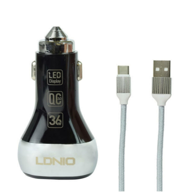شارژر فندکی الدینیو (Ldino) مدل C2 به همراه کابل تبدیل USB-C