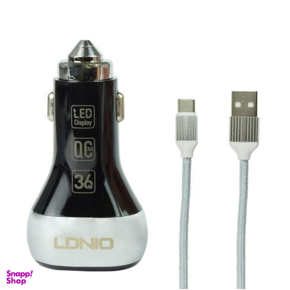 شارژر فندکی الدینیو (Ldino) مدل C2 به همراه کابل تبدیل USB-C