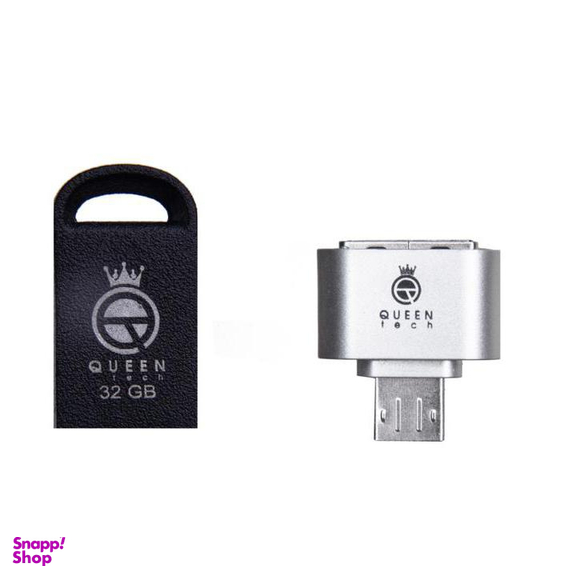 فلش مموری کویین تک (Queen Tech) مدل Fact Plus ظرفیت 32GB به همراه مبدل Otg