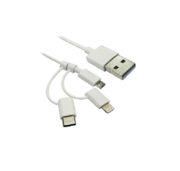 کابل دیتا Micro USB 2.0 با تبدیل Type C و Lightning فرانت (Faranet) مدل UCLMB100 طول 1m