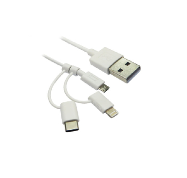 کابل دیتا Micro USB 2.0 با تبدیل Type C و Lightning فرانت (Faranet) مدل UCLMB100 طول 1m
