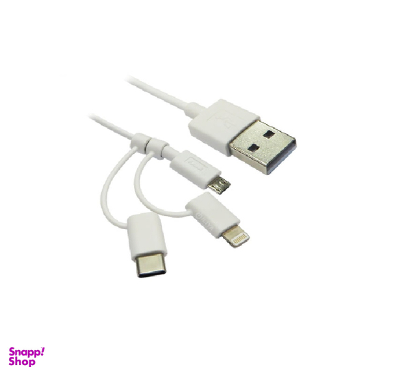 کابل دیتا Micro USB 2.0 با تبدیل Type C و Lightning فرانت (Faranet) مدل UCLMB100 طول 1m