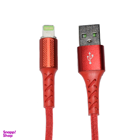 کابل شارژ سریع فست (Fast) مدل لایتینگ چراغ دار مناسب گوشی موبایل آیفون طول 1 متر رنگ قرمز