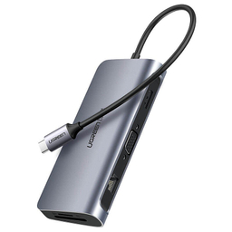 هاب 3 پورت Type C به 3.0 USB با یک پورت HDMI و VGA و LAN و درگاه کارت حافظه و قابلیت PD یوگرین مدل CM179