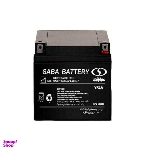 باتری UPS صبا باتری (Saba Battery) مدل سیلد 12 ولت / 28 آمپر ساعت رنگ مشکی