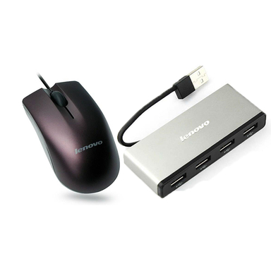 ماوس باسیم لنوو (Lenovo) مدل NM50 همراه با هاب USB چهار پورت H406