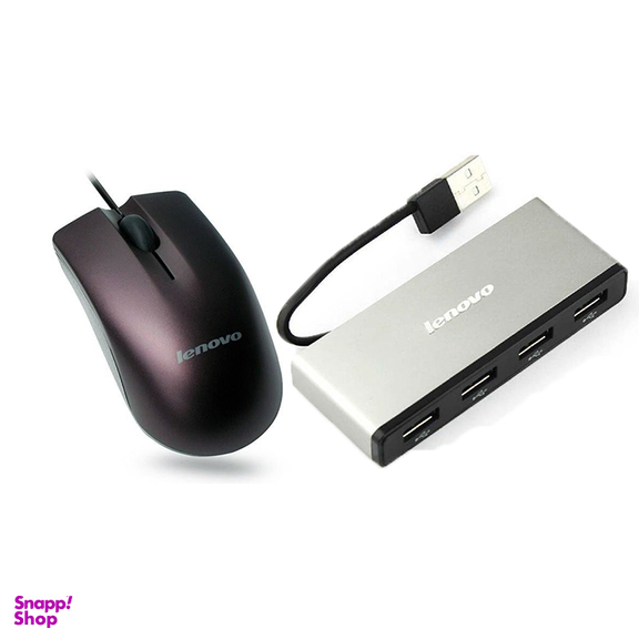 ماوس باسیم لنوو (Lenovo) مدل NM50 همراه با هاب USB چهار پورت H406