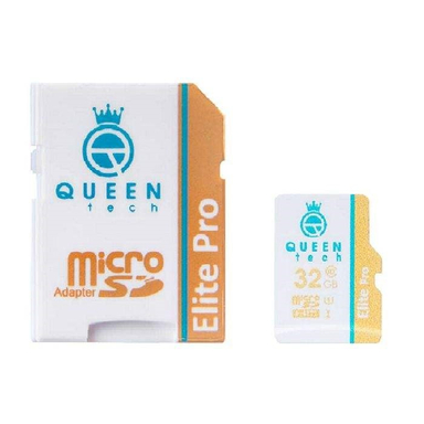 کارت حافظه کویین تک (Queen Tech) مدل Elite Pro ظرفیت 32 گیگابایت رنگ سفید با چاپ رنگی