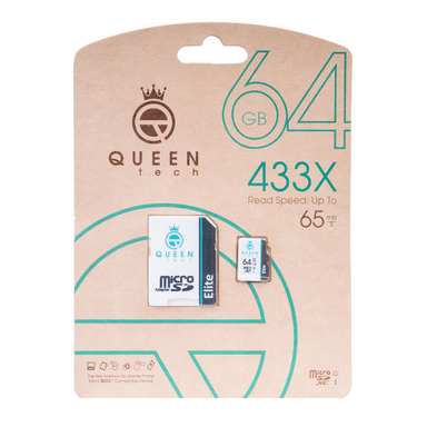 کارت حافظه کویین تک (Queen Tech) مدل Elite 64 گیگابایت رنگ سفید با چاپ رنگی