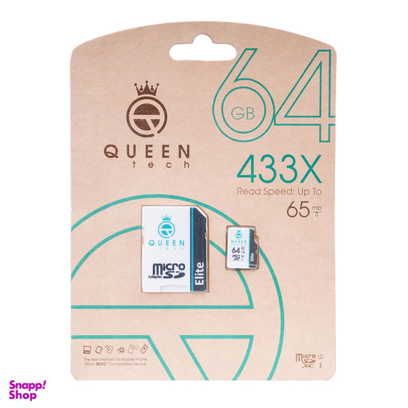 کارت حافظه کویین تک (Queen Tech) مدل Elite 64 گیگابایت رنگ سفید با چاپ رنگی