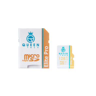 کارت حافظه کویین تک (Queen Tech) مدل Elite Pro ظرفیت 128 گیگابایت رنگ سفید با چاپ رنگی