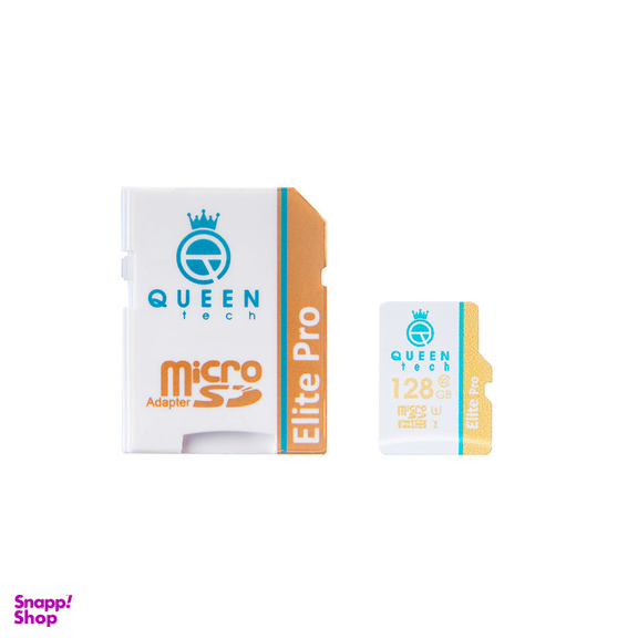 کارت حافظه کویین تک (Queen Tech) مدل Elite Pro ظرفیت 128 گیگابایت رنگ سفید با چاپ رنگی