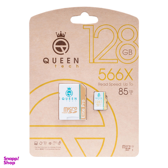 کارت حافظه کویین تک (Queen Tech) مدل Elite Pro ظرفیت 128 گیگابایت رنگ سفید با چاپ رنگی