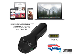 شارژر فندکی سریع پرومیت (Promate) مدل Trinix Car Charger رنگ مشکی