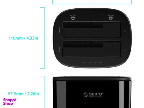 داک هارددیسک اینترنال اوریکو (Orico) مدل 2.53.5 inch 2 Bay USB3.0 Hard Drive Dock 6228US3C رنگ مشکی