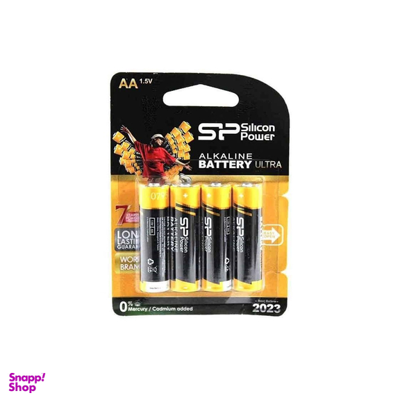 باتری نیم قلمی سیلیکون پاور (SP) مدل Alkaline Ultra بسته 4 عددی