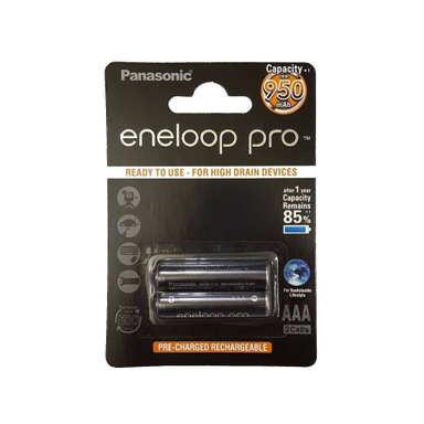باتری نیم قلمی قابل شارژ پاناسونیک (Panasonic) مدل eneloop Pro با ظرفیت 950 میلی آمپر ساعت بسته‌ 2 عددی