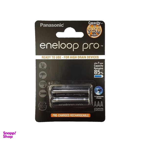 باتری نیم قلمی قابل شارژ پاناسونیک (Panasonic) مدل eneloop Pro با ظرفیت 950 میلی آمپر ساعت بسته‌ 2 عددی