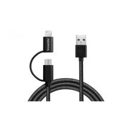 کابل تبدیل USB به MicroUSB لایتنینگ ای دیتا مدل 2-IN-1 رنگ مشکی طول 2 متر