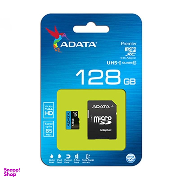 کارت حافظه‌ MicroSDXC ای دیتا مدل Premier کلاس 10 استاندارد UHS-I U1 سرعت 85 MBps ظرفیت 128 گیگابایت رنگ مشکی