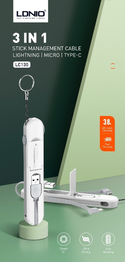 کابل سه سر (میکرو-لایتنینگ-تایپ سی) LDNIO LC130