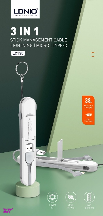کابل سه سر (میکرو-لایتنینگ-تایپ سی) LDNIO LC130