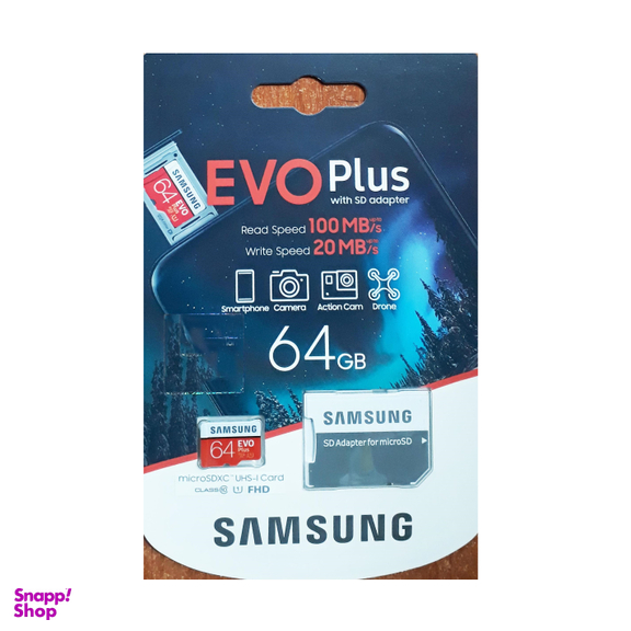 کارت حافظه MicroSDXC سامسونگ (Samsung) مدل Evo Plus کلاس 10 استاندارد UHS-I U1 سرعت 100 MBps ظرفیت 64 گیگابایت