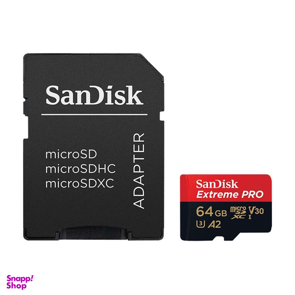 کارت حافظه micro SDXC سن دیسک (San Disk) مدلA2 Extreme proو UHS-1 card 170mb/s ظرفیت 64G همراه آداپتور