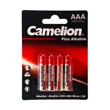 باتری نیم قلمی کملیون مدل پلاس آلکالاین بسته 4 عددی رنگ قرمز