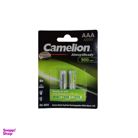 باتری نیم قلمی قابل شارژ کملیون (Camelion) مدل Always Ready ظرفیت 900 میلی آمپر 2 عددی رنگ سفید