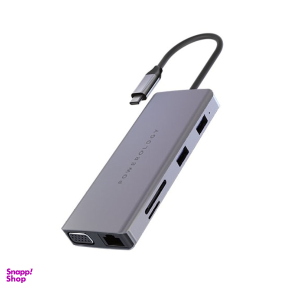 هاب تایپ سی 11 کاره پاورولوژی (Powerology) مدل 60 وات رنگ نقره ای