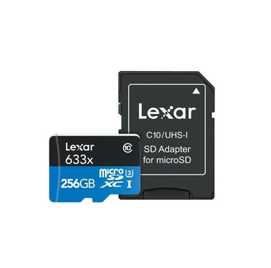 کارت حافظه میکرو لکسار(Lexar) مدل A1 Lexar 633X ظرفیت 256 گیگابایت رنگ مشکی