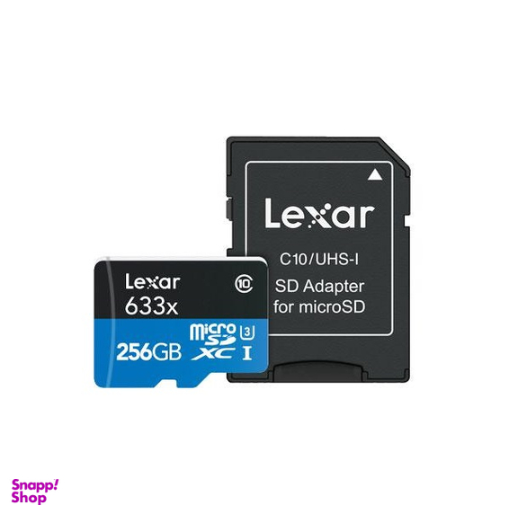 کارت حافظه میکرو لکسار(Lexar) مدل A1 Lexar 633X ظرفیت 256 گیگابایت رنگ مشکی