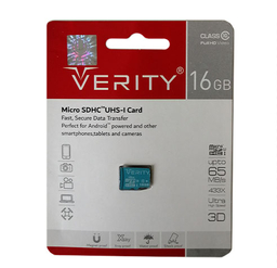 کارت حافظه Microsd وریتی (Verity) مدل C10 ظرفیت 16G سرعت 65MB/S