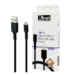 کابل تبدیل USB به microUSB کی نت (KNET) مدل KNET-1/2 به طول 1.2 متر رنگ مشکی