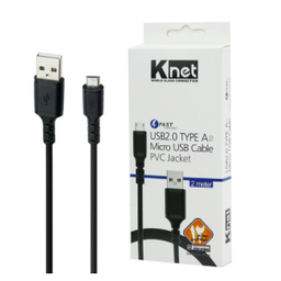 کابل تبدیل USB به microUSB کی نت (KNET) مدل KNET-2 به طول 2 متر رنگ مشکی
