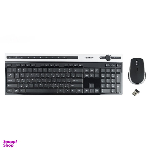 کیبورد و ماوس بی سیم گرین (Green) مدل GKM-505W با حروف فارسی رنگ مشکی
