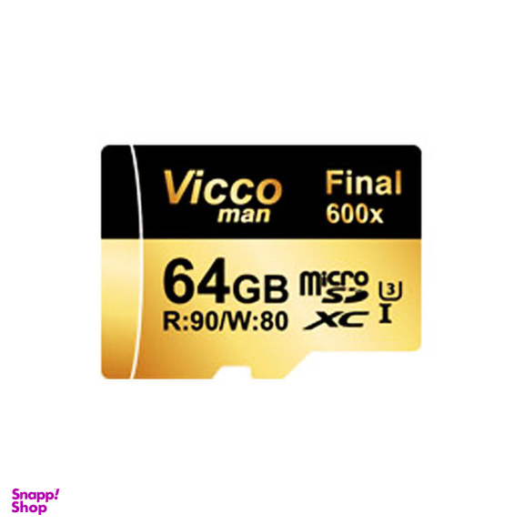 کارت حافظه Microsdxc ویکومن (Vicco Man) مدل Final 600X Uhs-I U3 سرعت 90Mbps ظرفیت 64 گیگا بایت همراه با آداپتور Sd