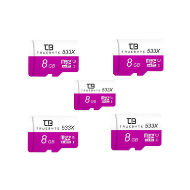 کارت حافظه microSD HC تروبایت (Truebyte) مدل 533X V30 کلاس 10 استاندارد UHS-I U1 ظرفیت 8 گیگابایت بسته 5 عددی