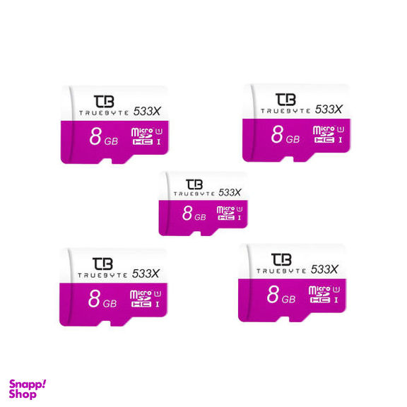 کارت حافظه microSD HC تروبایت (Truebyte) مدل 533X V30 کلاس 10 استاندارد UHS-I U1 ظرفیت 8 گیگابایت بسته 5 عددی