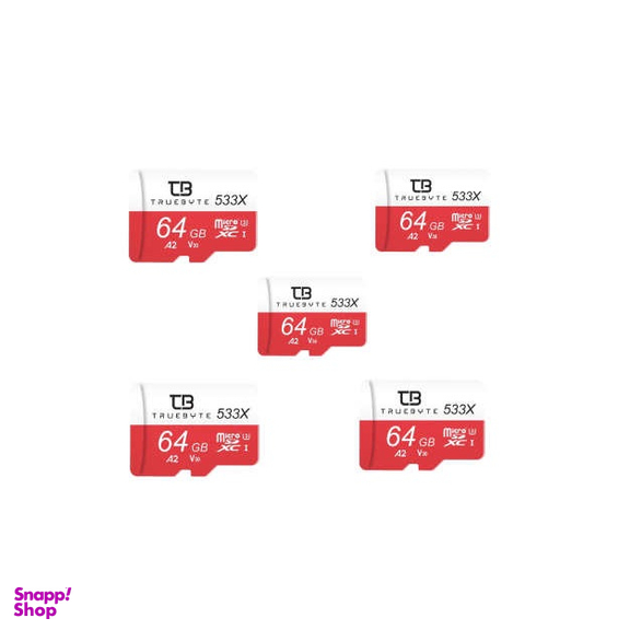 کارت حافظه microSD HC تروبایت (Truebyte) مدل 533X-A1- V30 کلاس 10 استاندارد UHS-I U3 ظرفیت 64 گیگابایت بسته 5 عددی