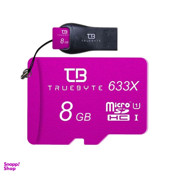 کارت حافظه microSD HC تروبایت (Truebyte) مدل 633X کلاس 10 استاندارد UHS-I U1 ظرفیت 8 گیگابایت همراه با کارت خوان