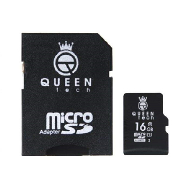 کارت حافظه microSDHC کویین تک (Queen Tech) مدل 300X کلاس 10 استاندارد UHS-I U1 ظرفیت 16 گیگابایت به همراه آداپتور SD