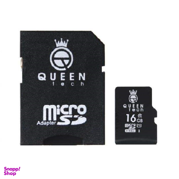 کارت حافظه microSDHC کویین تک (Queen Tech) مدل 300X کلاس 10 استاندارد UHS-I U1 ظرفیت 16 گیگابایت به همراه آداپتور SD