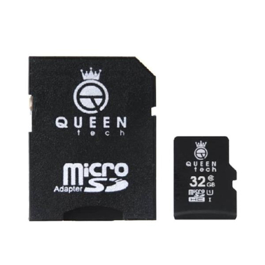 کارت حافظه microSDHC کویین تک (Queen Tech) مدل 300X کلاس 10 استاندارد UHS-I U1 ظرفیت 32 گیگابایت به همراه آداپتور SD