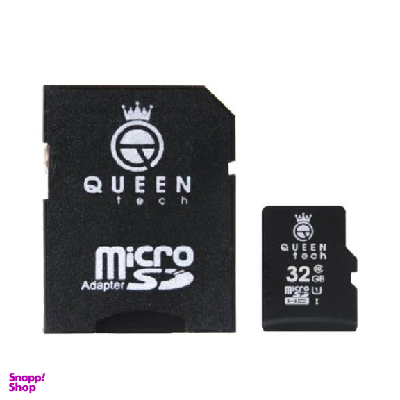 کارت حافظه microSDHC کویین تک (Queen Tech) مدل 300X کلاس 10 استاندارد UHS-I U1 ظرفیت 32 گیگابایت به همراه آداپتور SD