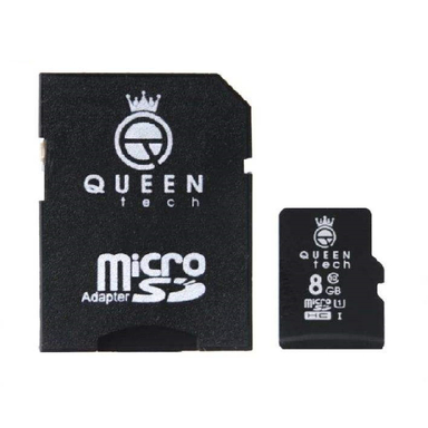 کارت حافظه microSDHC کویین تک (Queen Tech) مدل 300X کلاس 10 استاندارد UHS-I U1 ظرفیت 8 گیگابایت به همراه آداپتور SD