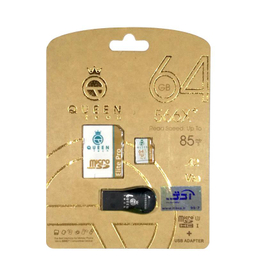 کارت حافظه microSDXC کویین تک (Queen Tech) مدل +Elite pro 566X ظرفیت 64 گیگابایت به همراه آداپتور SD و کارت خوان