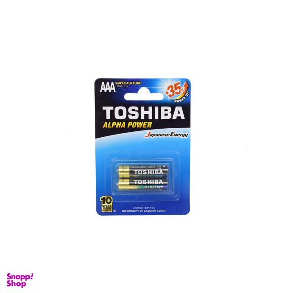 باطری نیم قلمی سوپر آلکالاین توشیبا (Toshiba) مدل Alpha Power بسته 2 عددی