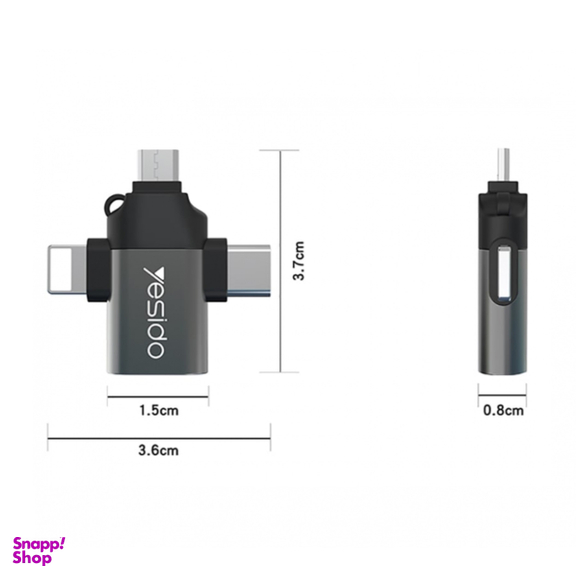 تبدیل میکرو یو اس بی تایپ سی و Lightning یسیدو (Yesido) مدل GS15
